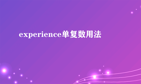 experience单复数用法