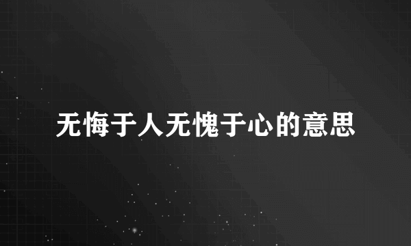 无悔于人无愧于心的意思