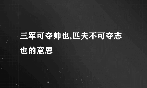 三军可夺帅也,匹夫不可夺志也的意思