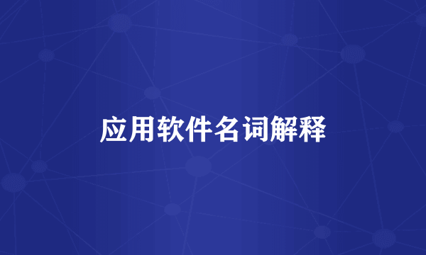 应用软件名词解释