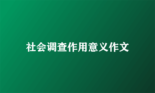 社会调查作用意义作文