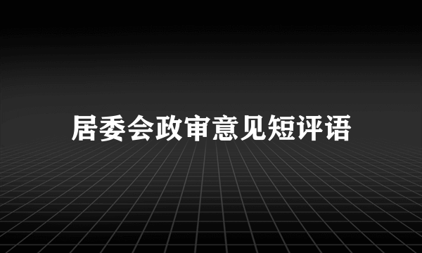 居委会政审意见短评语