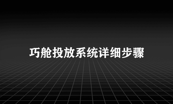 巧舱投放系统详细步骤