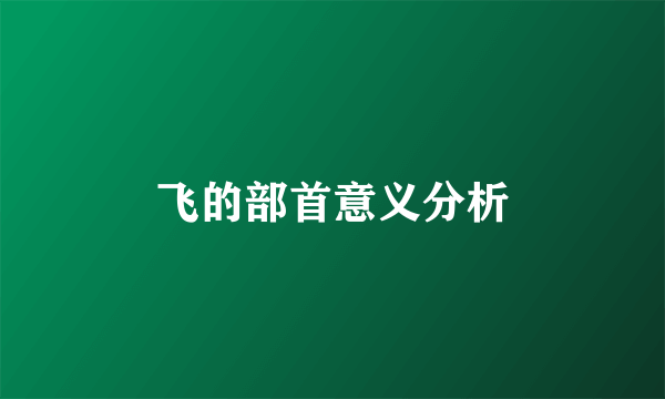 飞的部首意义分析