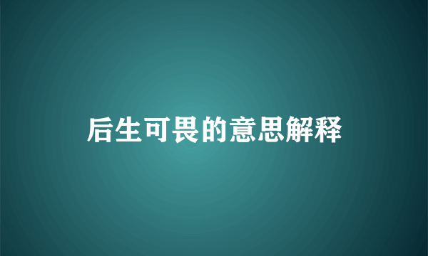 后生可畏的意思解释