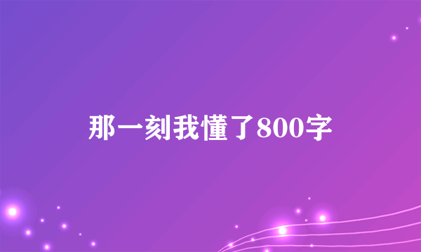 那一刻我懂了800字