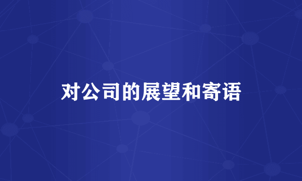 对公司的展望和寄语