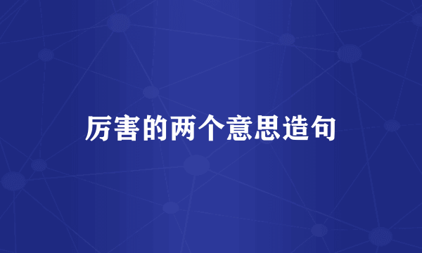 厉害的两个意思造句