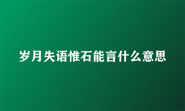 岁月失语惟石能言什么意思