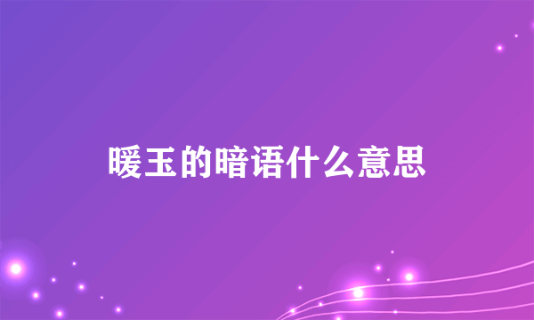 暖玉的暗语什么意思