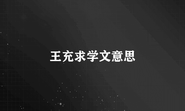 王充求学文意思