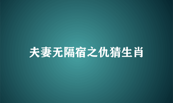 夫妻无隔宿之仇猜生肖
