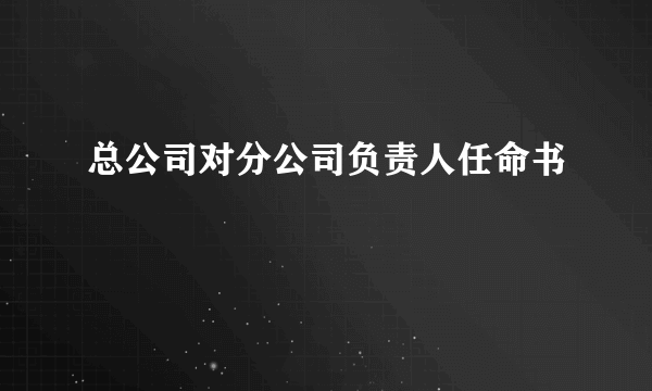 总公司对分公司负责人任命书