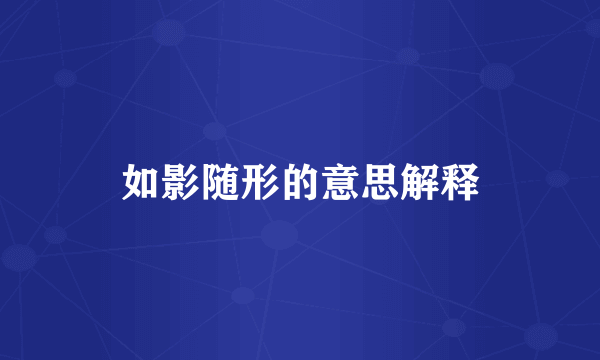 如影随形的意思解释