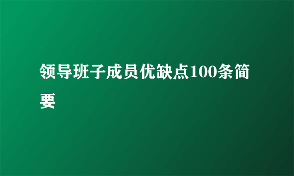 领导班子成员优缺点100条简要