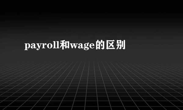 payroll和wage的区别