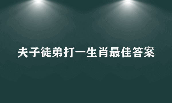 夫子徒弟打一生肖最佳答案
