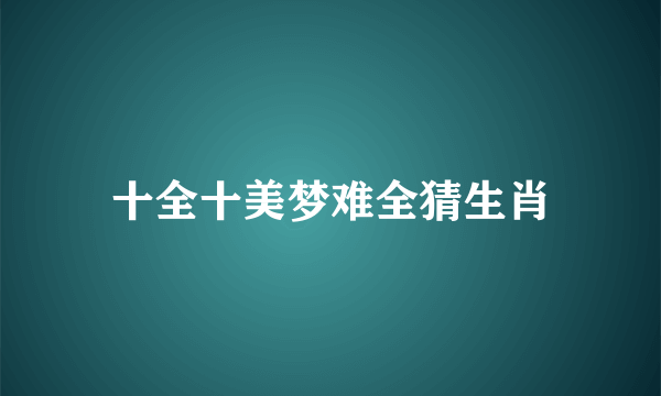 十全十美梦难全猜生肖