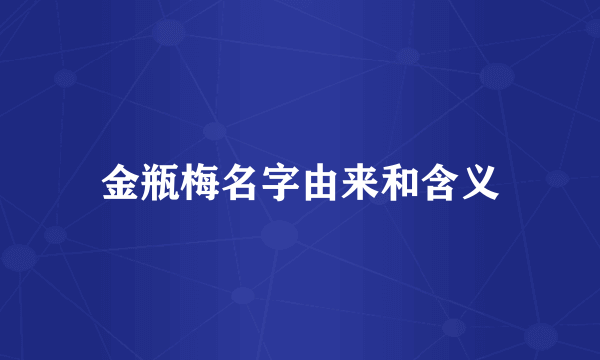 金瓶梅名字由来和含义