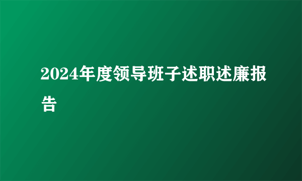 2024年度领导班子述职述廉报告