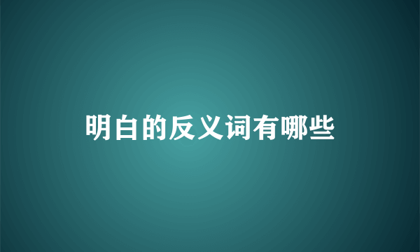 明白的反义词有哪些