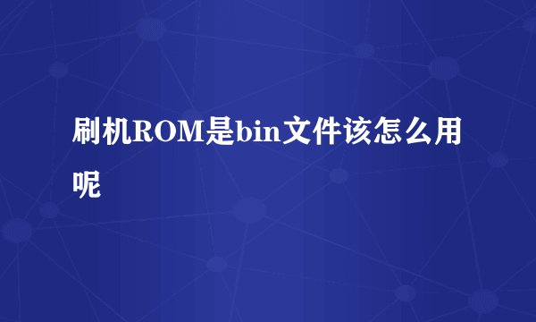刷机ROM是bin文件该怎么用呢