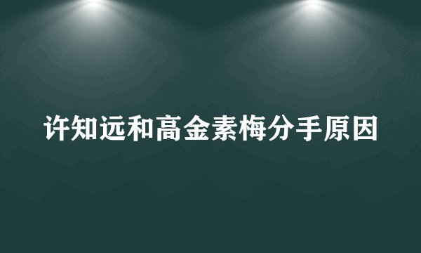 许知远和高金素梅分手原因