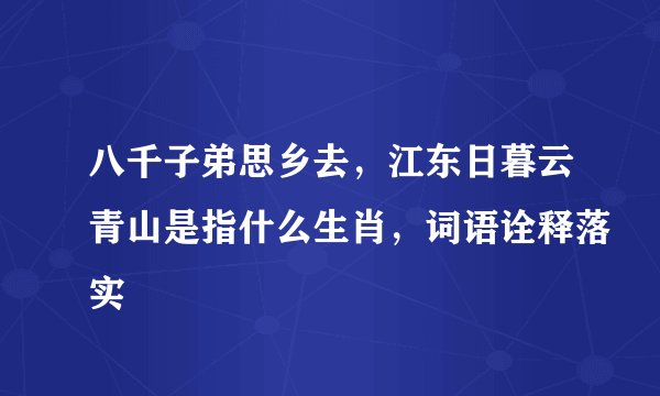 八千子弟思乡去,江东日暮云青山是指什么生肖,词语诠释落实