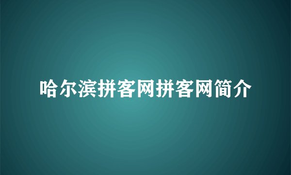 哈尔滨拼客网拼客网简介