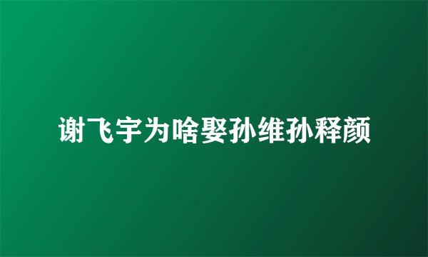 谢飞宇为啥娶孙维孙释颜