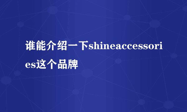 谁能介绍一下shineaccessories这个品牌
