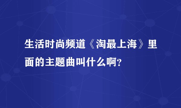生活时尚频道《淘最上海》里面的主题曲叫什么啊？