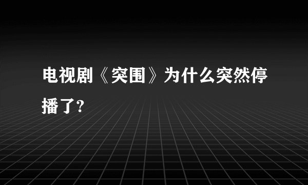电视剧《突围》为什么突然停播了?