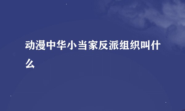 动漫中华小当家反派组织叫什么