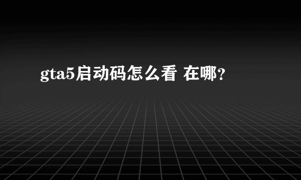 gta5启动码怎么看 在哪？