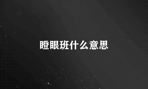瞪眼班什么意思