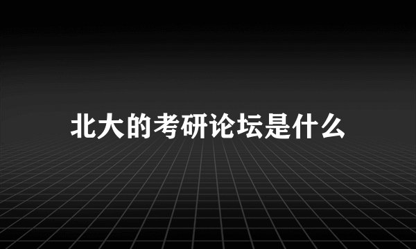 北大的考研论坛是什么