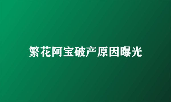 繁花阿宝破产原因曝光