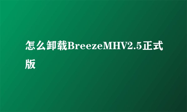怎么卸载BreezeMHV2.5正式版