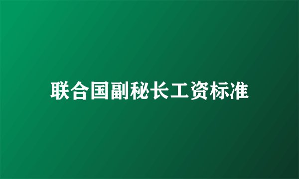 联合国副秘长工资标准