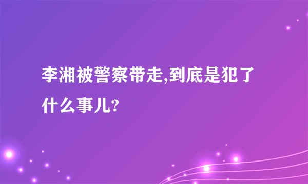 李湘被警察带走,到底是犯了什么事儿?