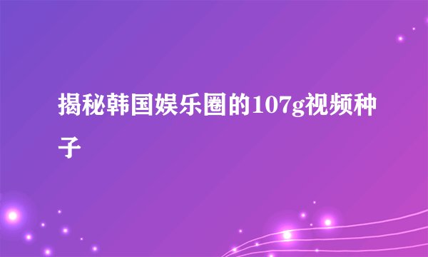 揭秘韩国娱乐圈的107g视频种子