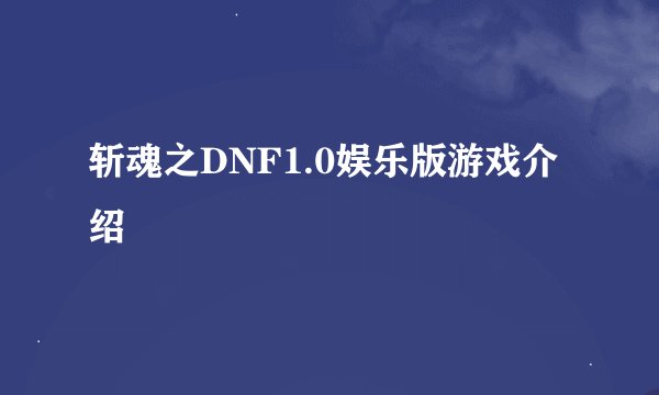 斩魂之DNF1.0娱乐版游戏介绍