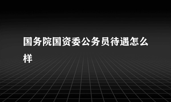 国务院国资委公务员待遇怎么样