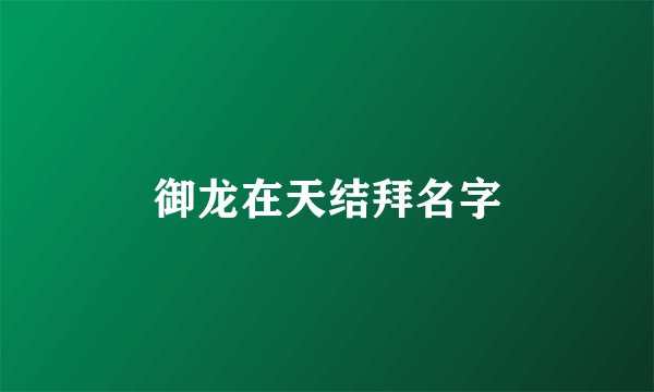 御龙在天结拜名字