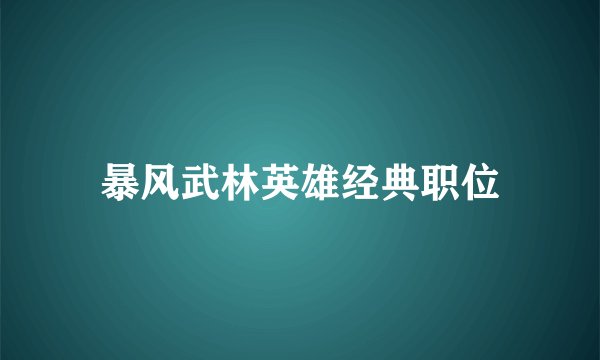 暴风武林英雄经典职位