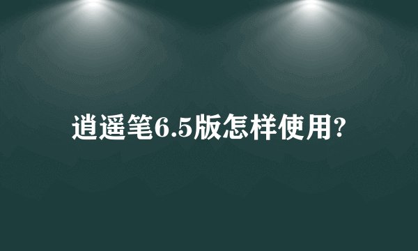 逍遥笔6.5版怎样使用?