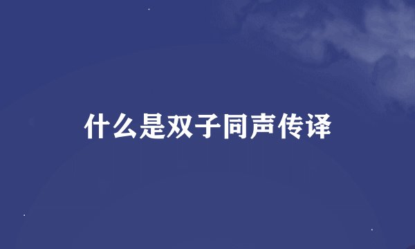 什么是双子同声传译