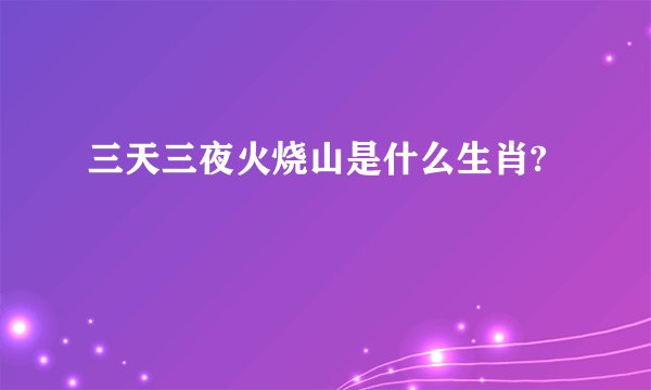 三天三夜火烧山是什么生肖?