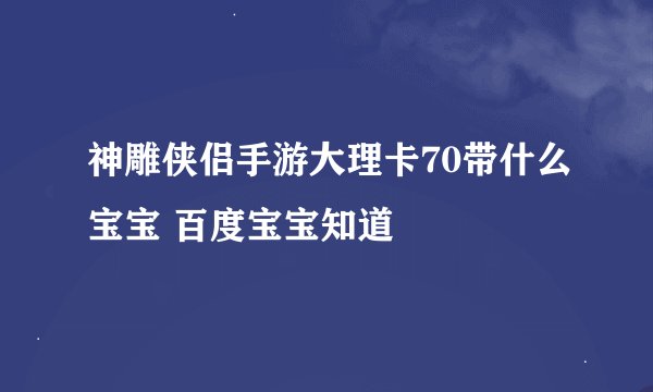 神雕侠侣手游大理卡70带什么宝宝 百度宝宝知道